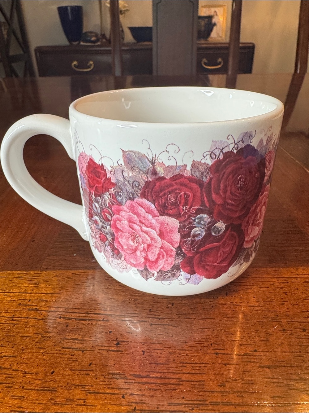 The Art of Glynda Turley Capilano Roses Banner Floral Rose Mug Cup - Picture 3 of 6